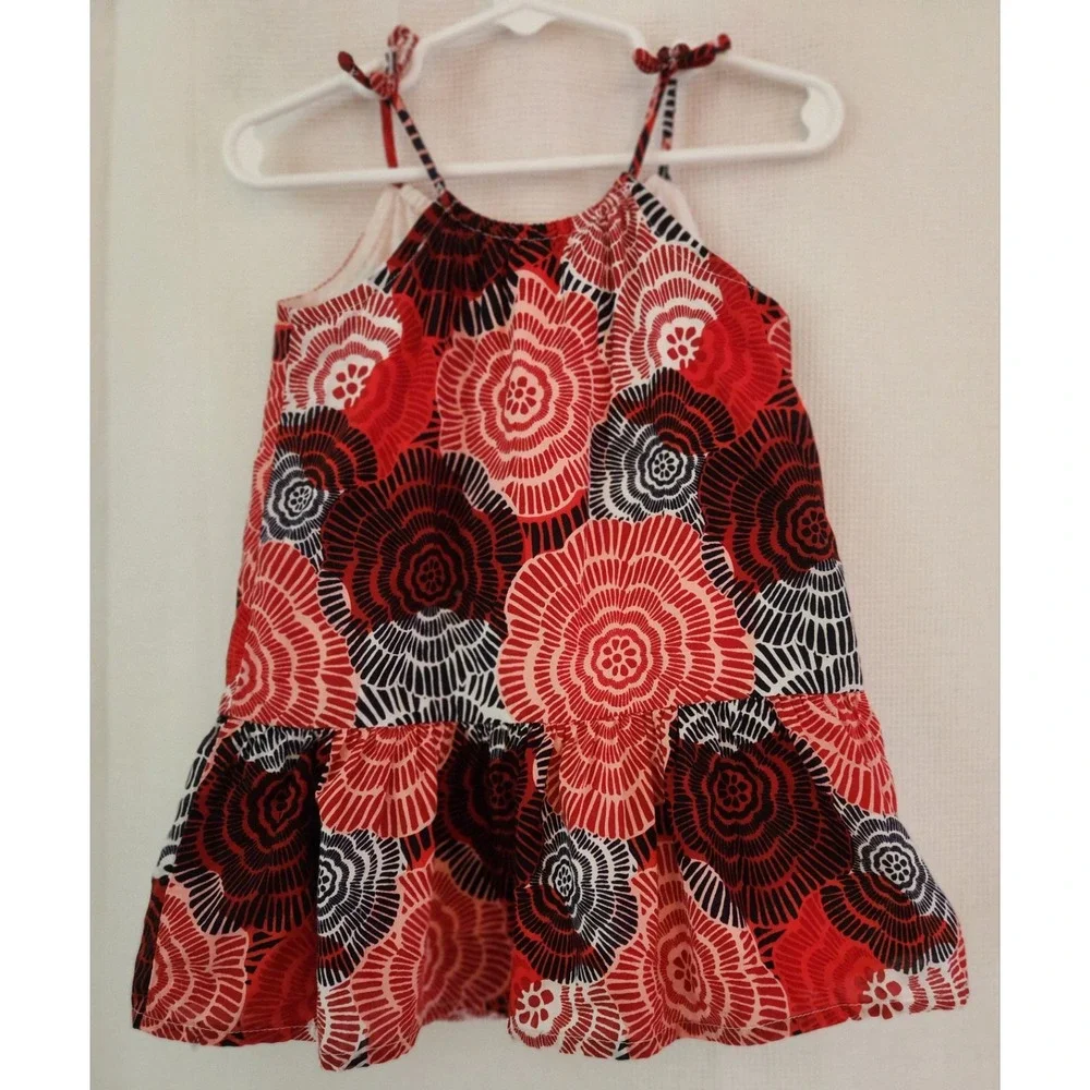 Old Navy Girls 18-24 Months Dress Red Blue Sleeveless Sun Dress Floral Patriotic